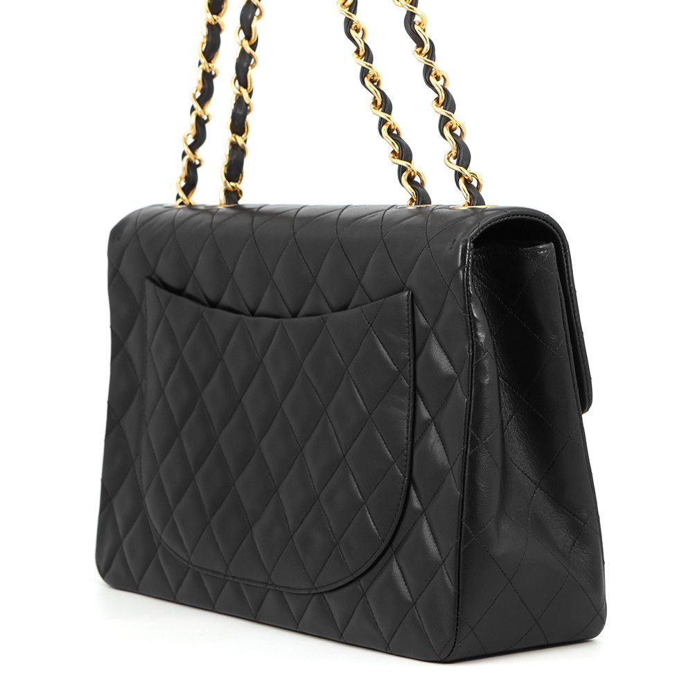 Chanel Chain Shoulder Bag Deca Quilted CC Logo Single Flap Lambskin Black — view 2