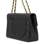 Chanel Chain Shoulder Bag Deca Quilted CC Logo Single Flap Lambskin Black — view 2