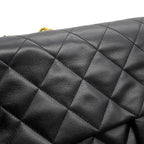 Chanel Chain Shoulder Bag Deca Quilted CC Logo Single Flap Lambskin Black — view 8