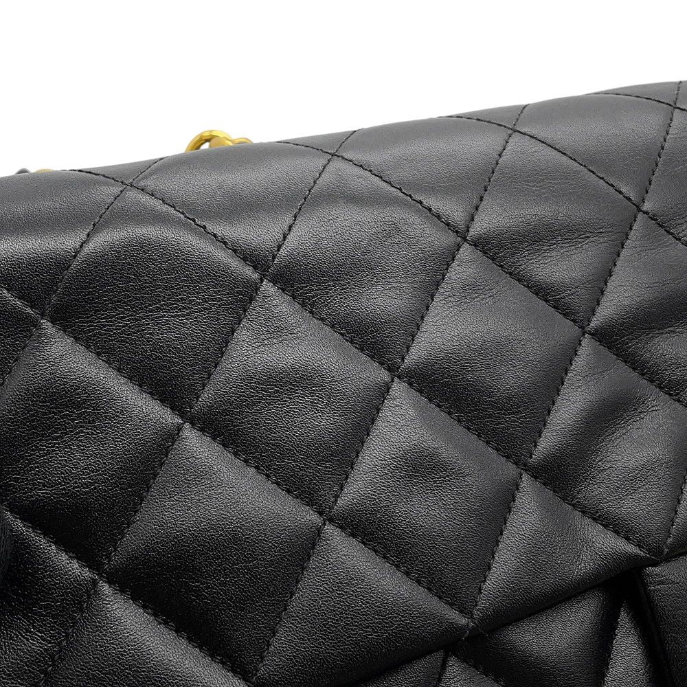 Chanel Chain Shoulder Bag Deca Quilted CC Logo Single Flap Lambskin Black — view 8
