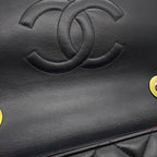 Chanel Chain Shoulder Bag Deca Quilted CC Logo Single Flap Lambskin Black — view 7