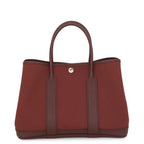 Hermes Tote Garden Party TPM Rouge Ash Silver Toile Military Negonda
