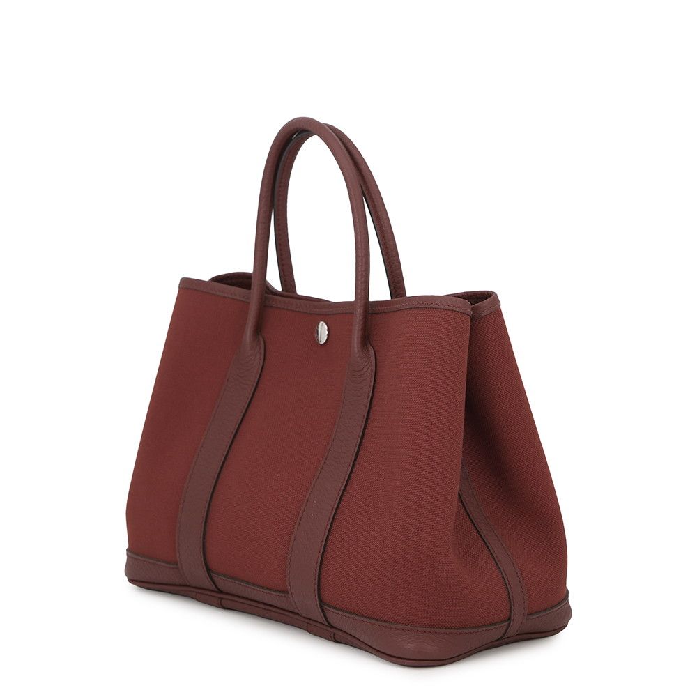 Hermes Tote Garden Party TPM Rouge Ash Silver Toile Military Negonda — view 2
