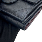 Chanel Trifold Wallet Quilted CC Logo Classic Small Flap Caviar Leather Black — view 8