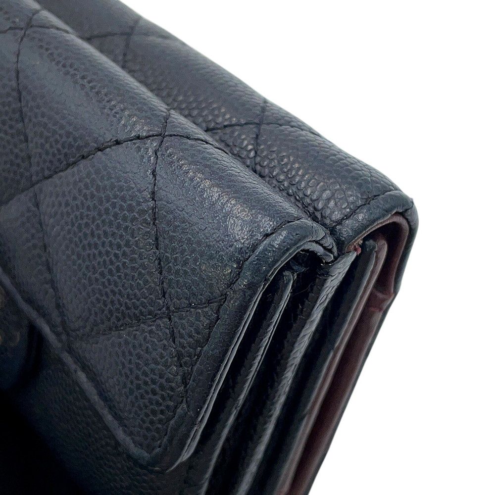 Chanel Trifold Wallet Quilted CC Logo Classic Small Flap Caviar Leather Black — view 9