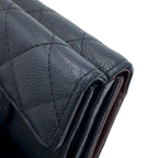 Chanel Trifold Wallet Quilted CC Logo Classic Small Flap Caviar Leather Black — view 9