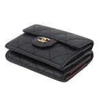 Chanel Trifold Wallet Quilted CC Logo Classic Small Flap Caviar Leather Black — view 2