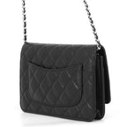 Chanel Chain Wallet Classic Quilted CC Logo Caviar Leather Black Shoulder — view 2