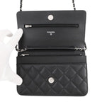 Chanel Chain Wallet Classic Quilted CC Logo Caviar Leather Black Shoulder — view 5