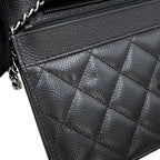 Chanel Chain Wallet Classic Quilted CC Logo Caviar Leather Black Shoulder — view 7