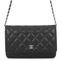 Chanel Chain Wallet Classic Quilted CC Logo Caviar Leather Black Shoulder