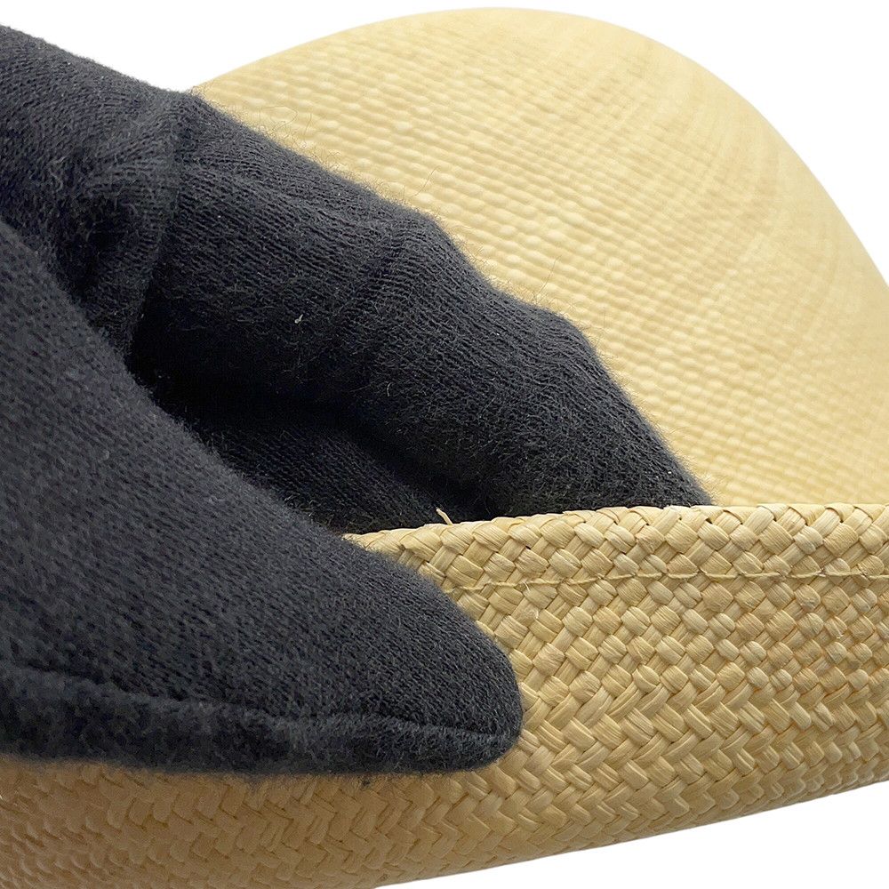 Chanel Straw Hat CC Logo Ribbon M Hat Black — view 9