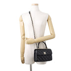 Chanel CC Logo Quilted 2-Way Shoulder Bag Black — view 5