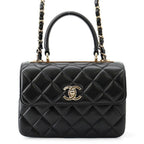 Chanel CC Logo Quilted 2-Way Shoulder Bag Black