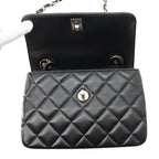 Chanel CC Logo Quilted 2-Way Shoulder Bag Black — view 6