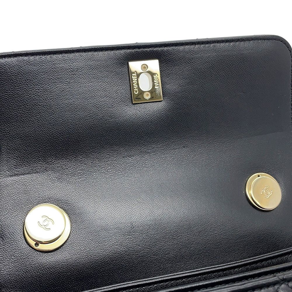 Chanel CC Logo Quilted 2-Way Shoulder Bag Black — view 9