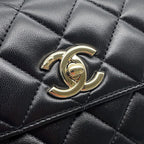 Chanel CC Logo Quilted 2-Way Shoulder Bag Black — view 8