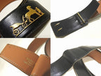 Hermes Antique Belt Carriage Buckle Black Leather Gold — view 2