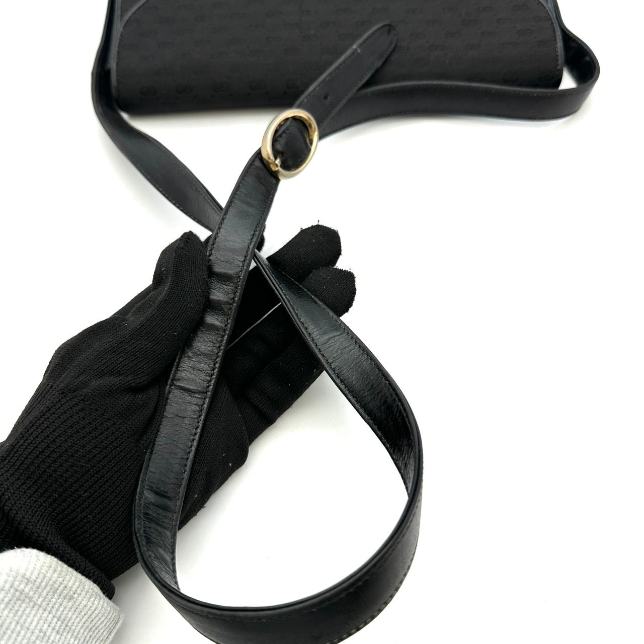 Gucci Shoulder Bag Micro GG Canvas Leather Black Vintage — view 6
