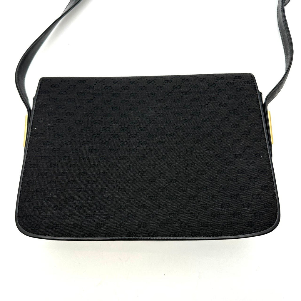 Gucci Shoulder Bag Micro GG Canvas Leather Black Vintage — view 2