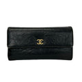 Chanel Wallet Camellia Black Gold Lambskin