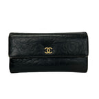 Chanel Wallet Camellia Black Gold Lambskin