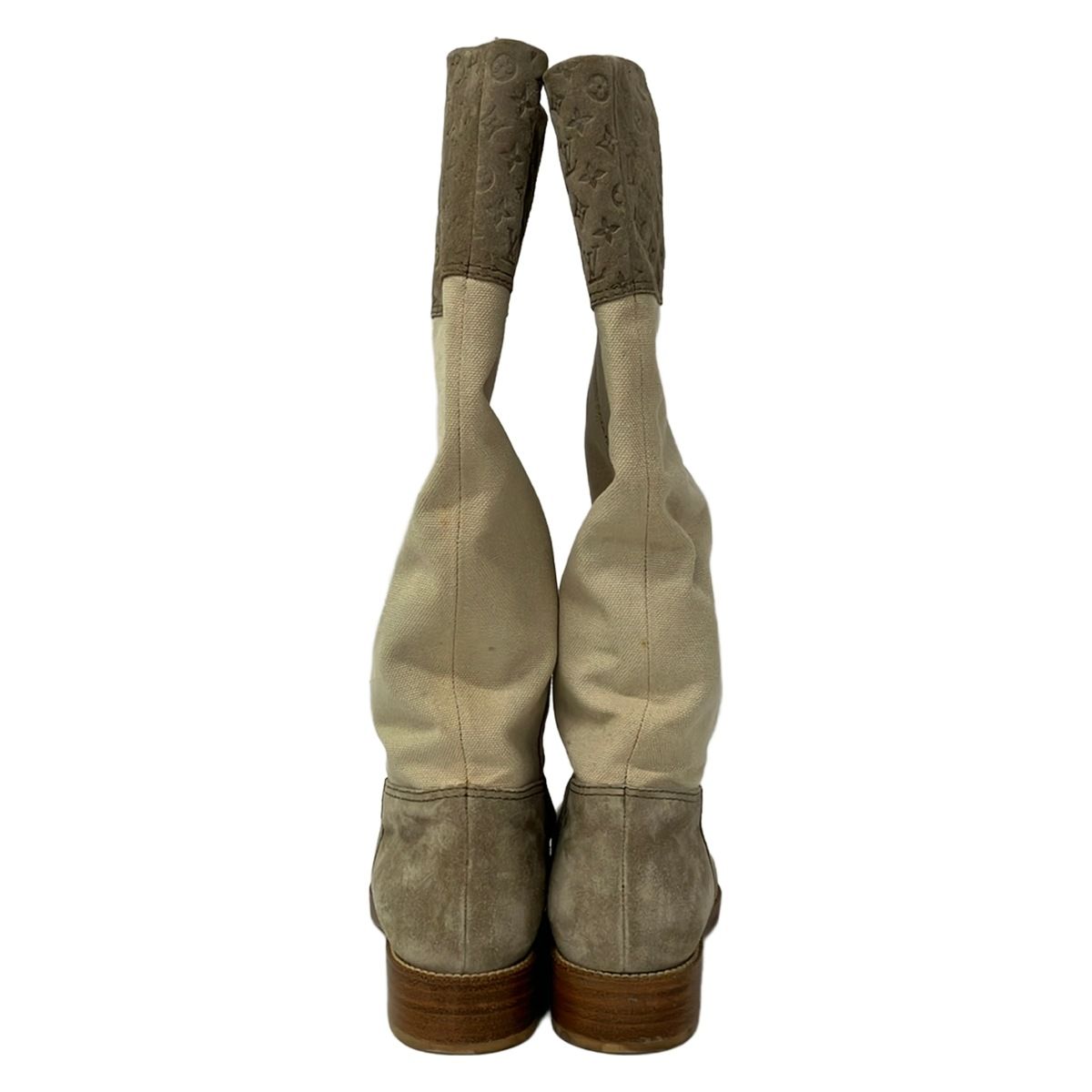 Louis Vuitton Long Boots 37 Beige Gray Brown Monogram — view 3