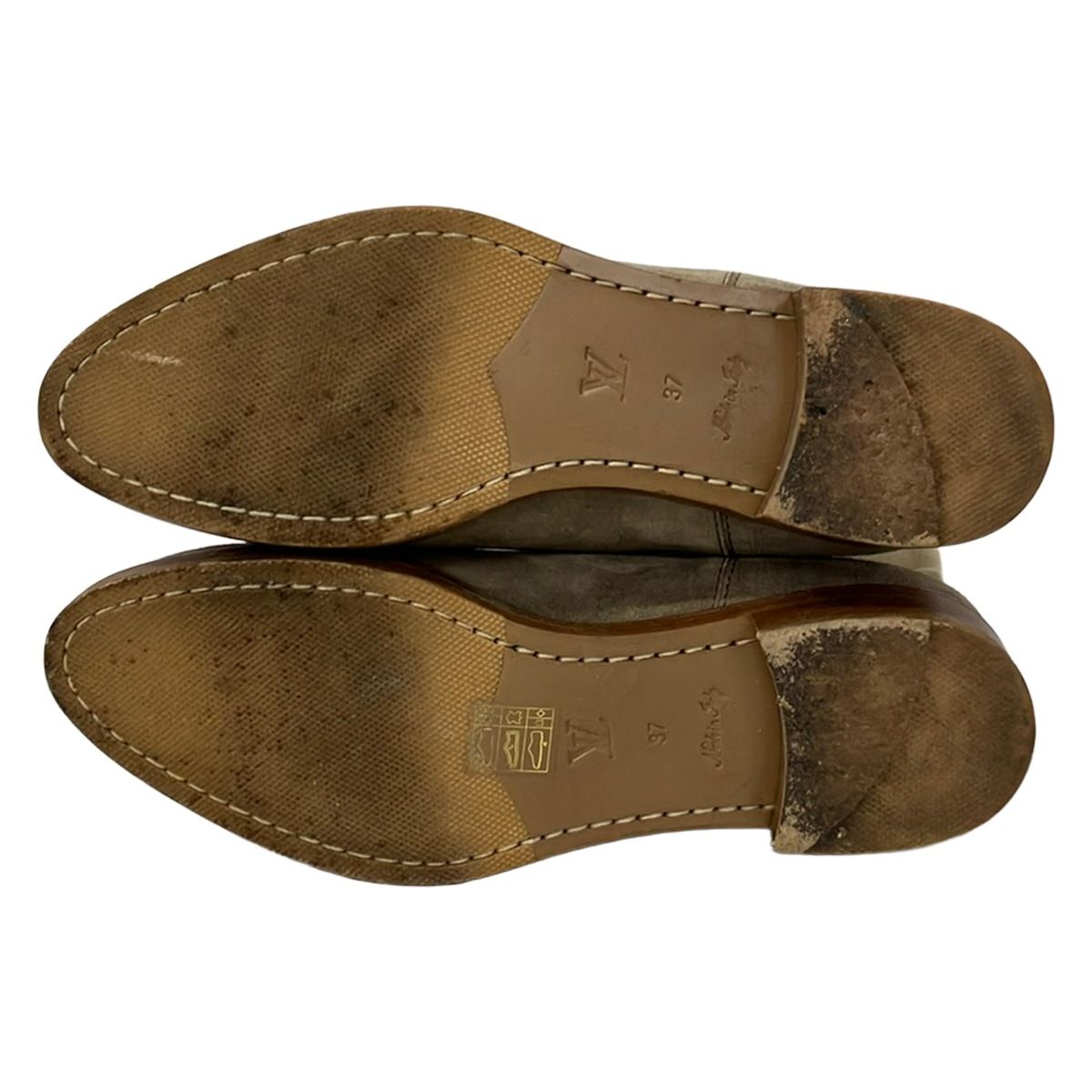 Louis Vuitton Long Boots 37 Beige Gray Brown Monogram — view 4