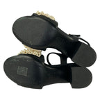 Chanel Sandals 37 C Black Ivory Beads Leather — view 4