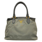 Prada Tote Khaki Dark Gray Leather