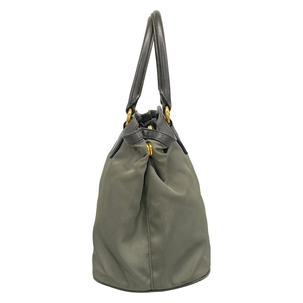 Prada Tote Khaki Dark Gray Leather — view 2