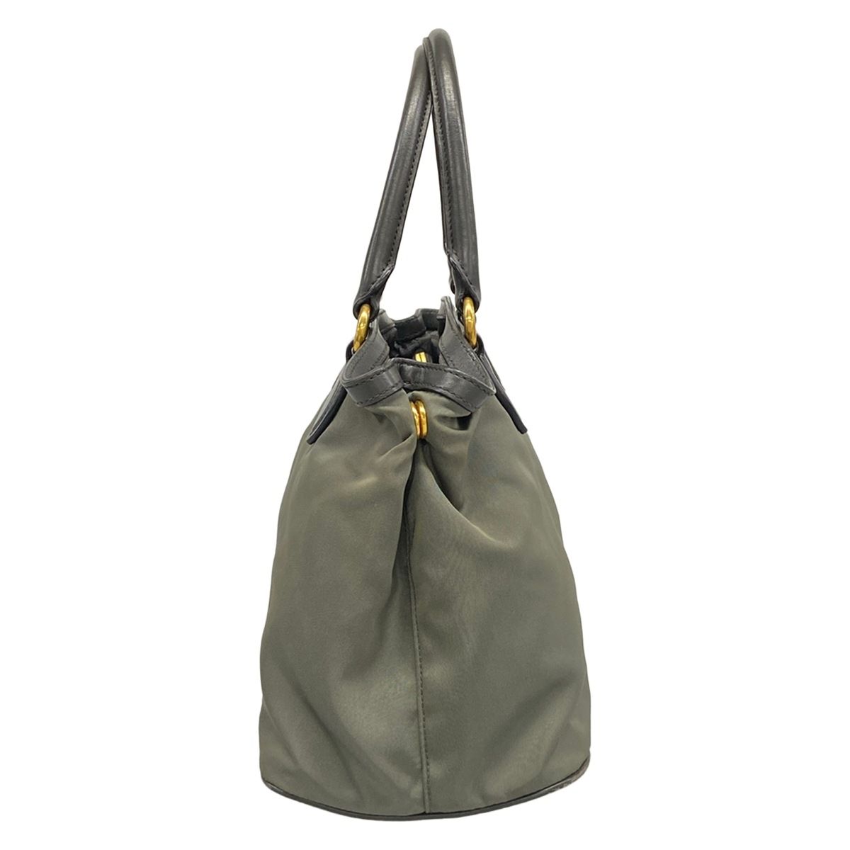 Prada Tote Khaki Dark Gray Leather — view 2