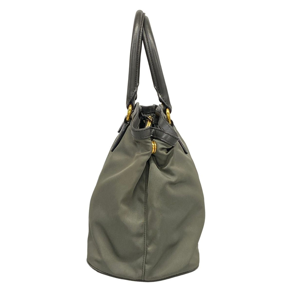 Prada Tote Khaki Dark Gray Leather — view 4