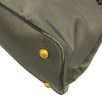 Prada Tote Khaki Dark Gray Leather — view 6
