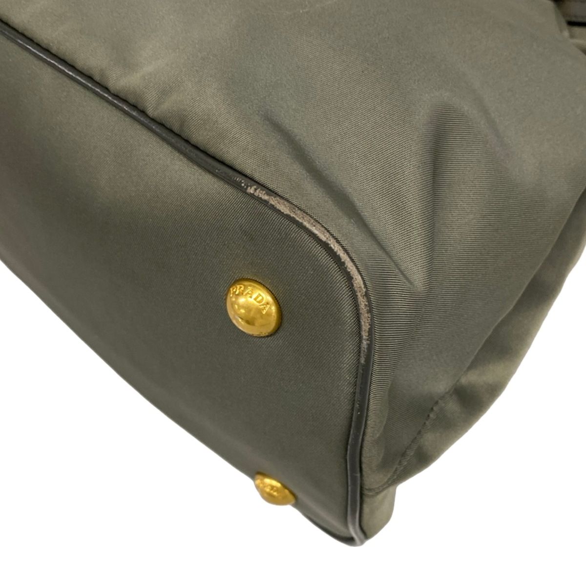 Prada Tote Khaki Dark Gray Leather — view 6