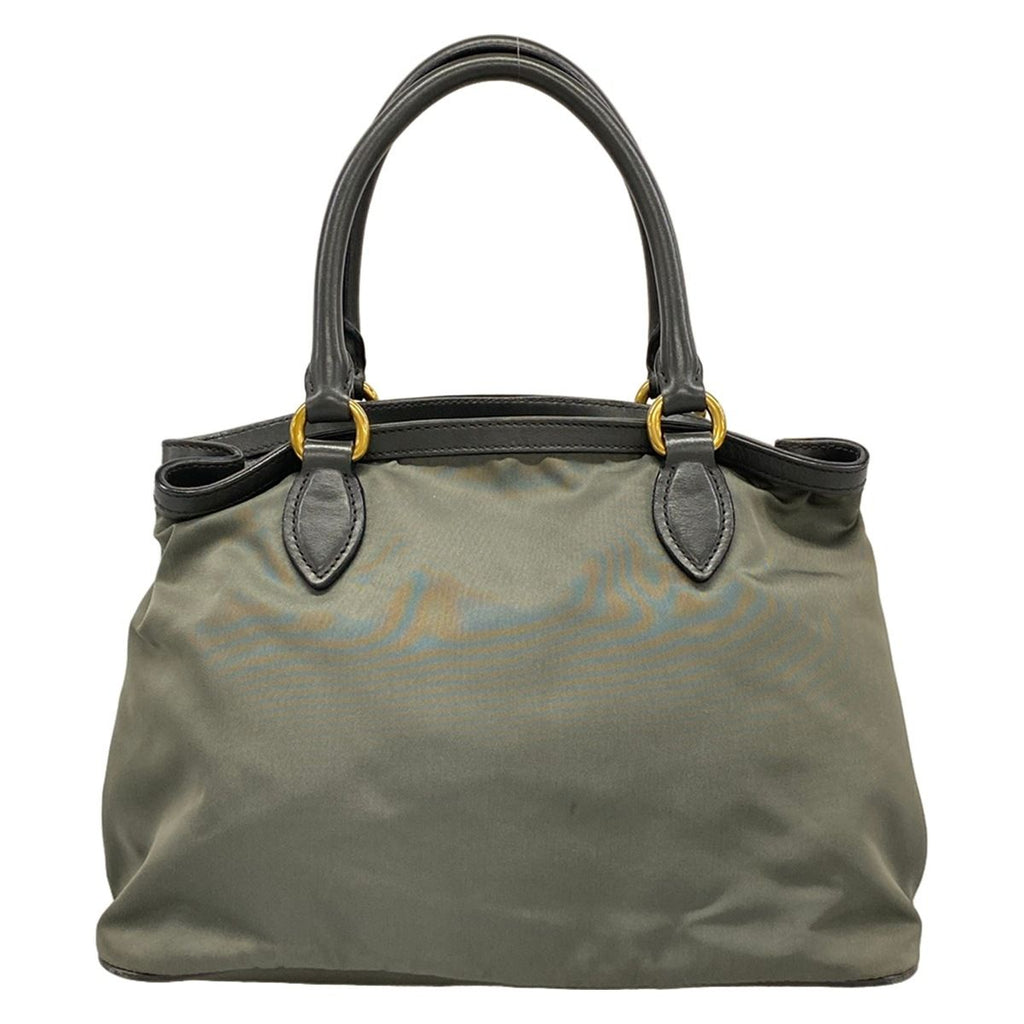 Prada Tote Khaki Dark Gray Leather — view 3