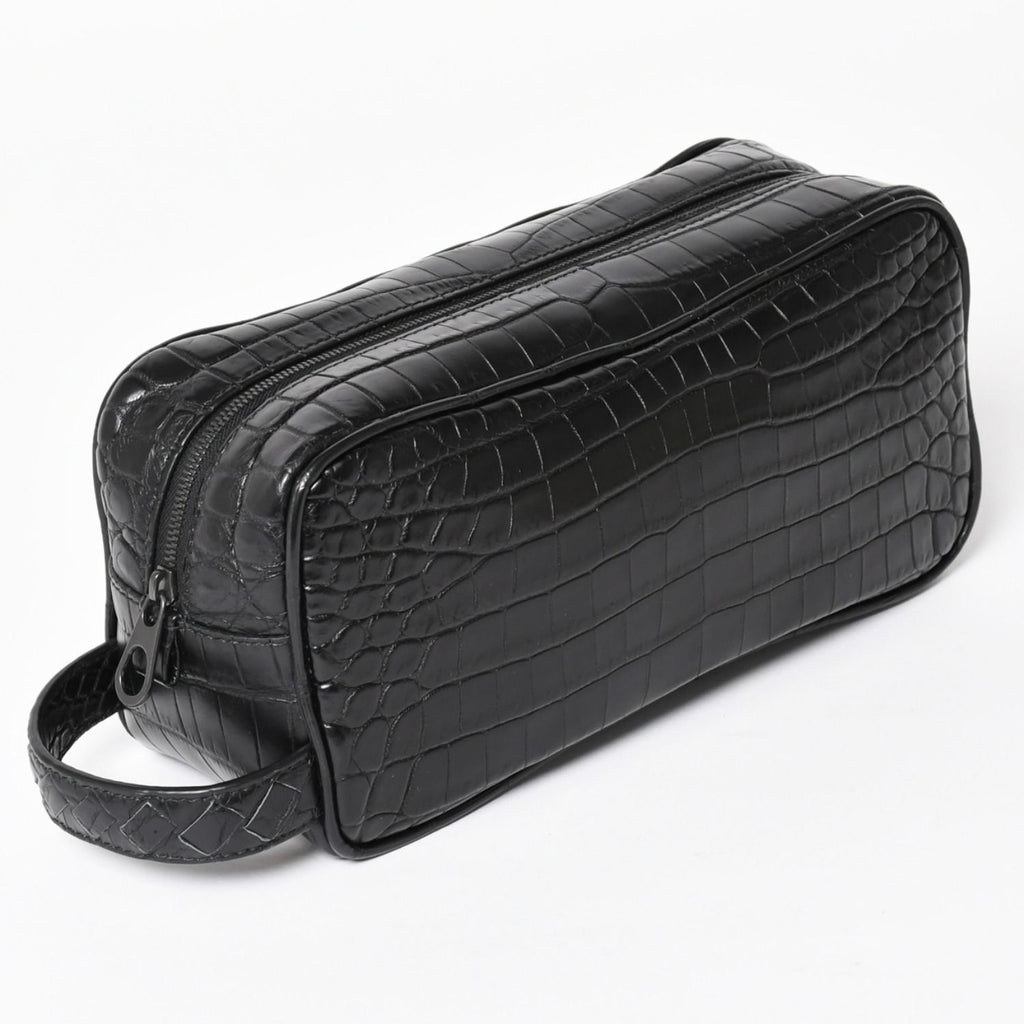 Bottega Veneta Croco Embossed Travel Pouch Black Matte — view 3
