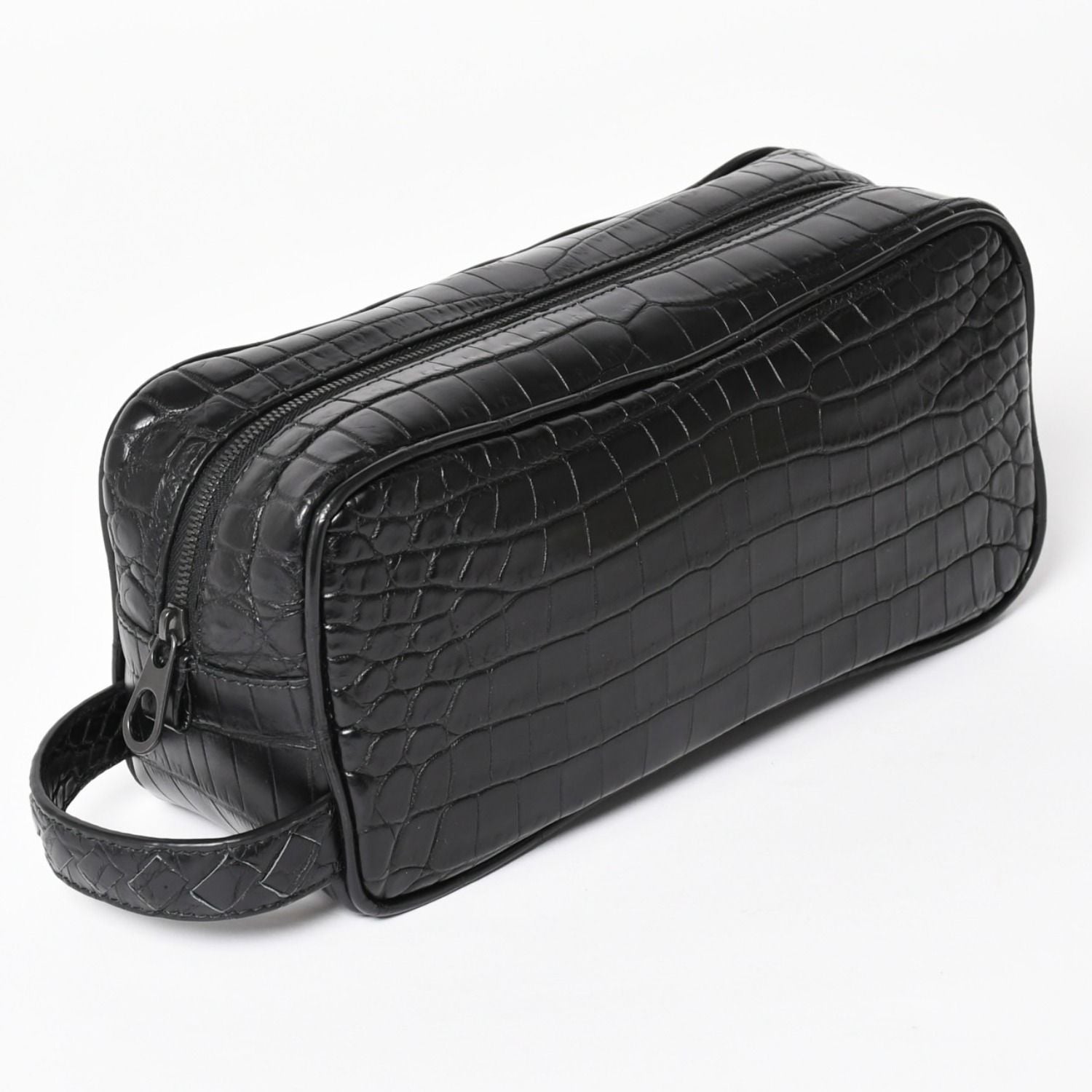 Bottega Veneta Croco Embossed Travel Pouch Black Matte — view 3