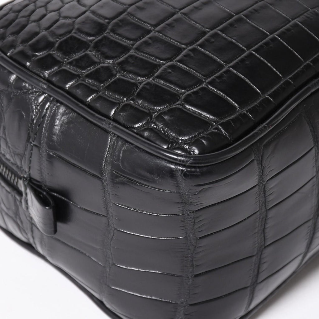 Bottega Veneta Croco Embossed Travel Pouch Black Matte — view 7
