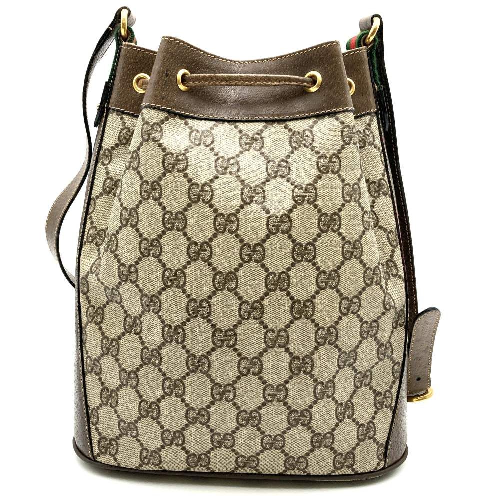 Gucci Shoulder Bag Drawstring Sherry GG Supreme Leather Vintage — view 7