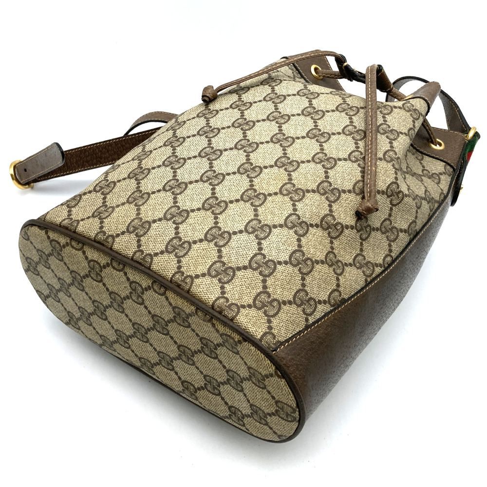 Gucci Shoulder Bag Drawstring Sherry GG Supreme Leather Vintage — view 4