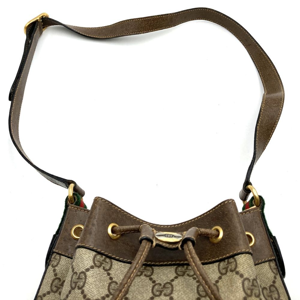Gucci Shoulder Bag Drawstring Sherry GG Supreme Leather Vintage — view 6