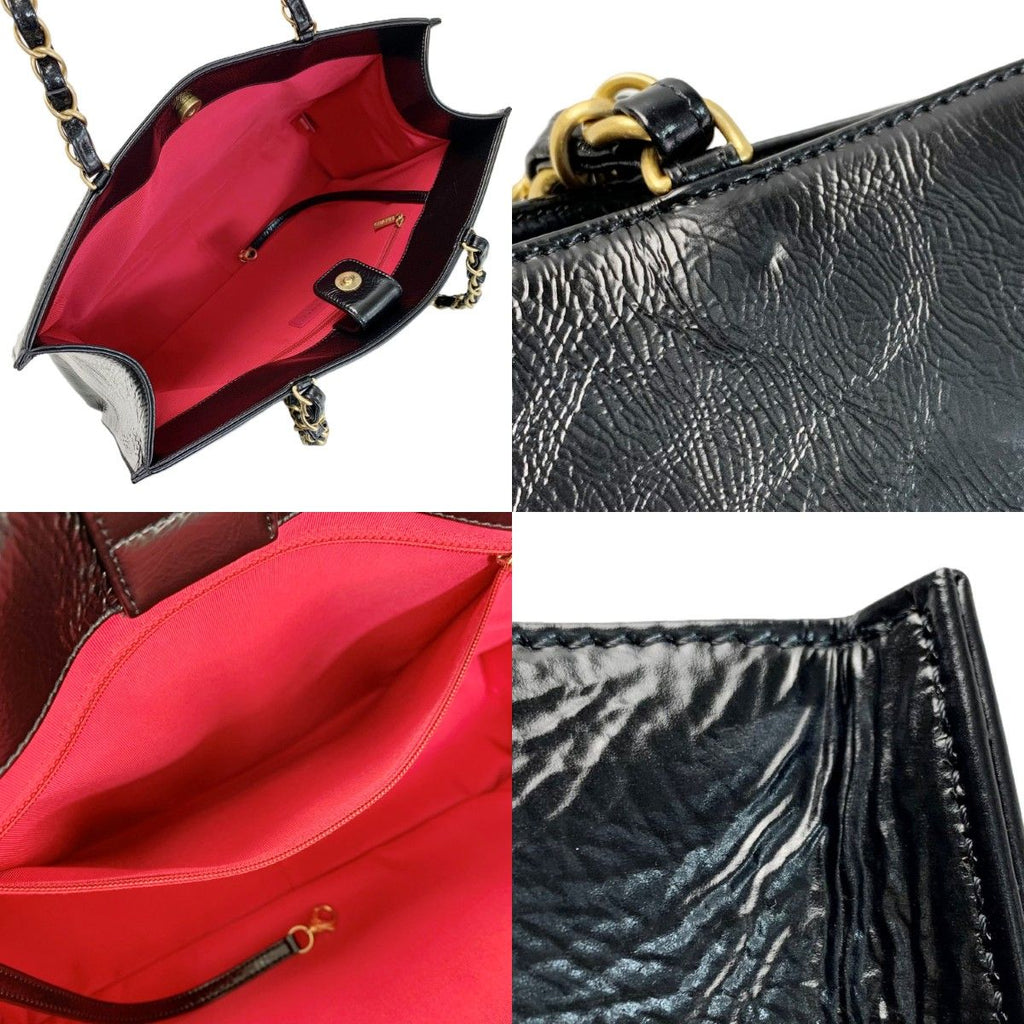 Chanel CC Logo Chain Shoulder Shiny Aged Calfskin Black with Card Tote — view 6