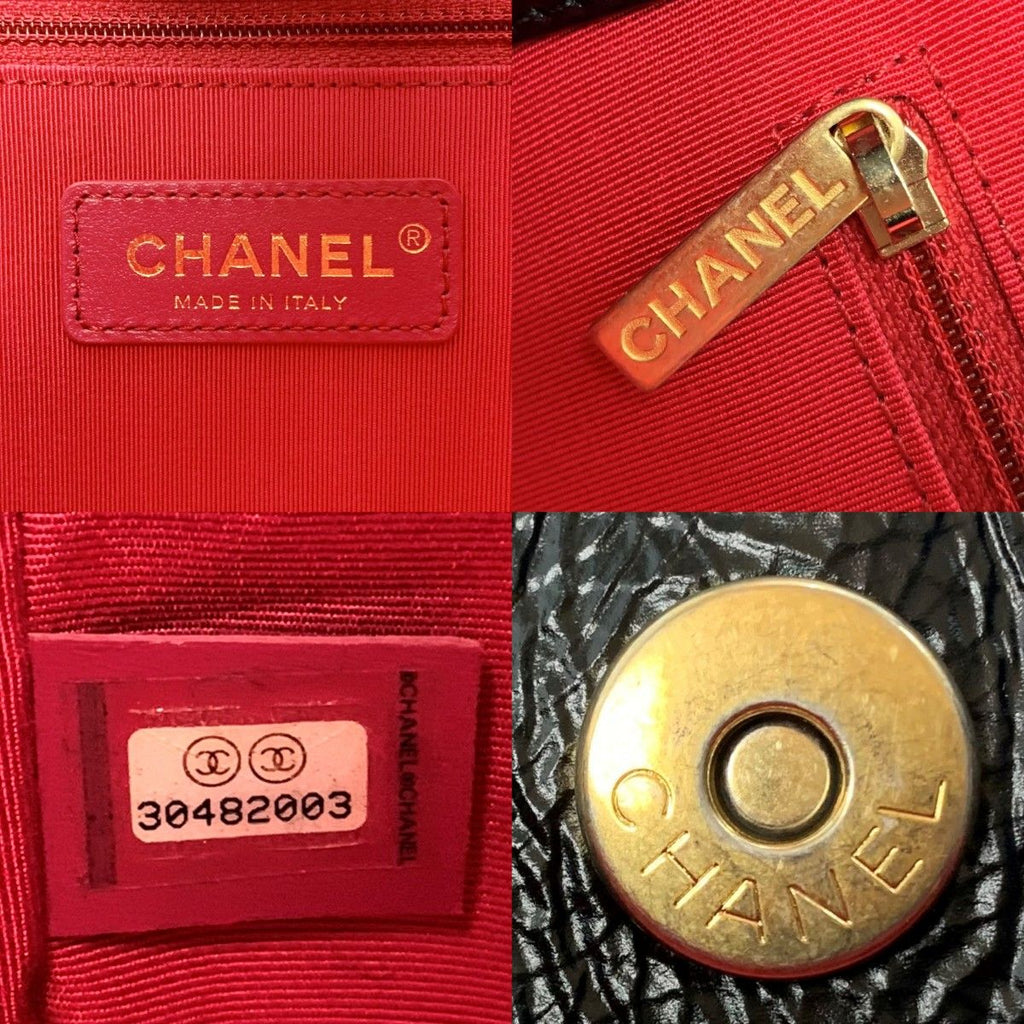 Chanel CC Logo Chain Shoulder Shiny Aged Calfskin Black with Card Tote — view 7