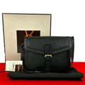 Saint Laurent Box Vintage YSL Logo Leather Shoulder Bag Black