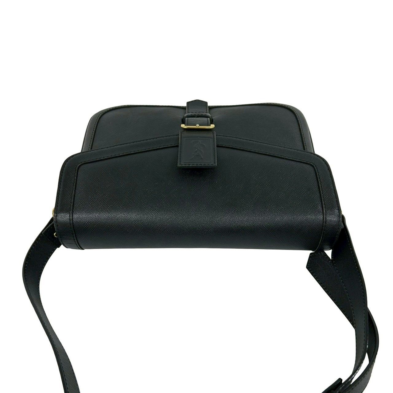 Saint Laurent Box Vintage YSL Logo Leather Shoulder Bag Black — view 4
