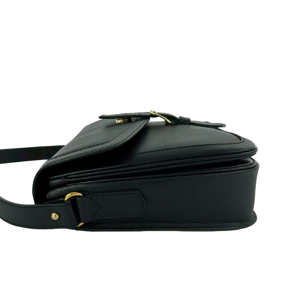 Saint Laurent Box Vintage YSL Logo Leather Shoulder Bag Black — view 5