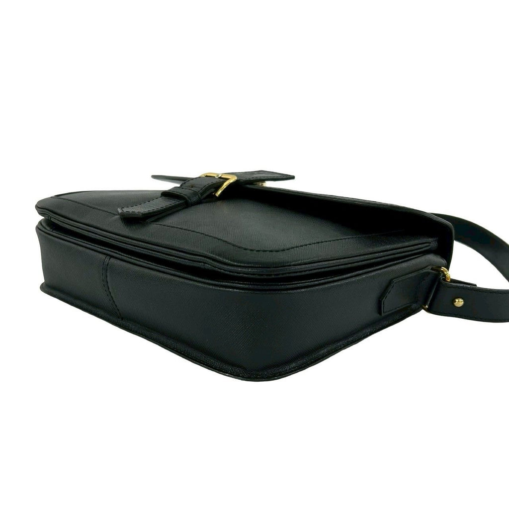 Saint Laurent Box Vintage YSL Logo Leather Shoulder Bag Black — view 8