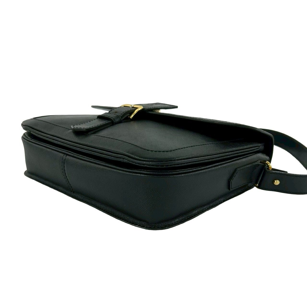 Saint Laurent Box Vintage YSL Logo Leather Shoulder Bag Black — view 8