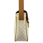 Celine Shoulder Bag Ganchini Macadam Pattern White Light Brown Leather — view 2